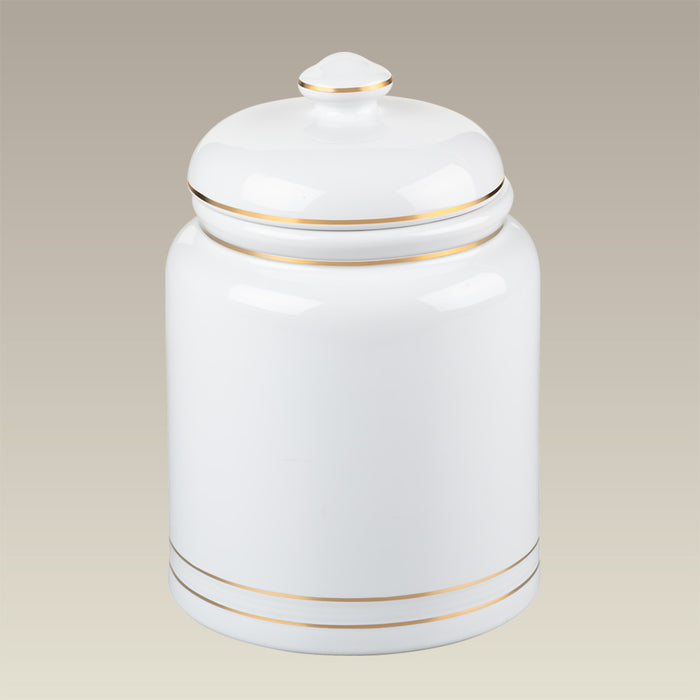 10" Ceramic Cookie Jar w/ Gold Bands