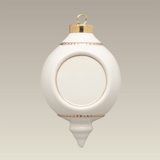 Ceramic Victorian Cream & Gold Ornament with 1.75" Recess, 4"