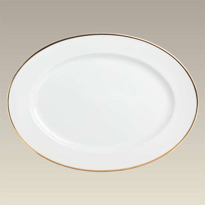 Gold Banded Rim Shape Oval Platter, 15.75"