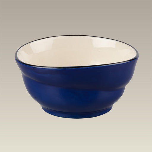 Ceramic Cereal Bowl w/ Blue Outside, 5.75"