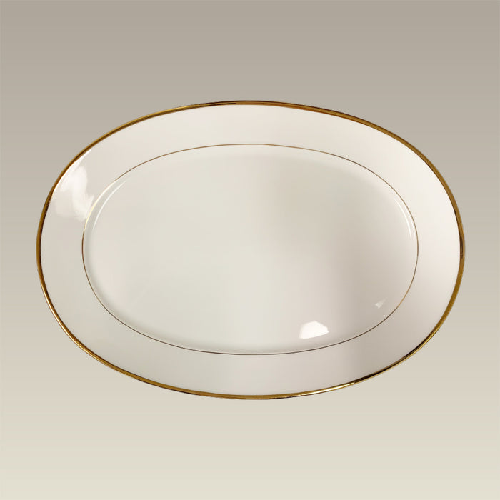 Double Gold Banded Oval Platter, 14.875"
