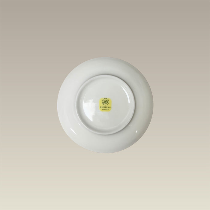 6.37" Warm White Coupe B&B Plate, SELECTED SECONDS