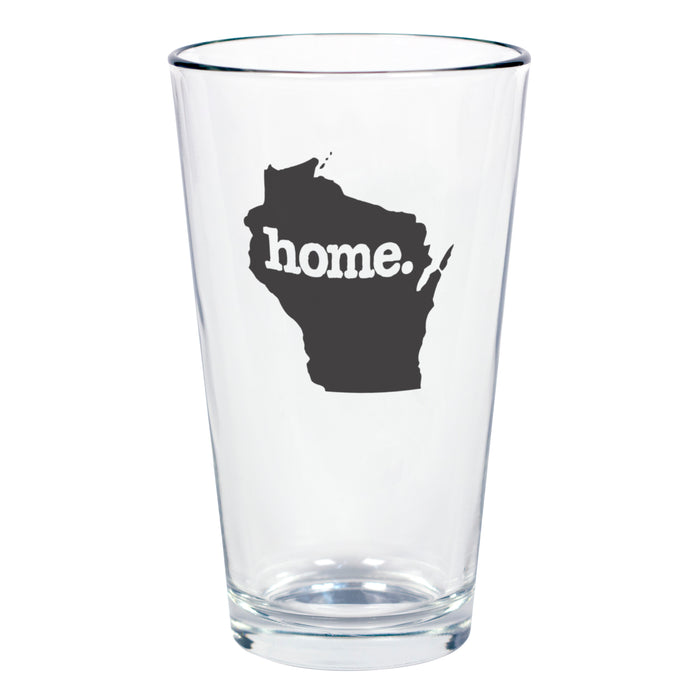 home. Pint Glass - Wisconsin, Set of 12