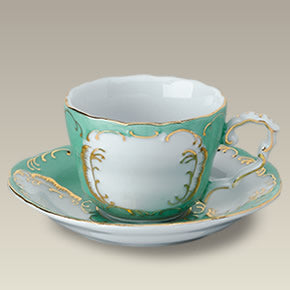 5 oz. Green and Gold Cup and Saucer