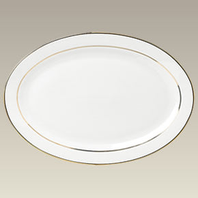 14" Double Gold Band Oval Platter