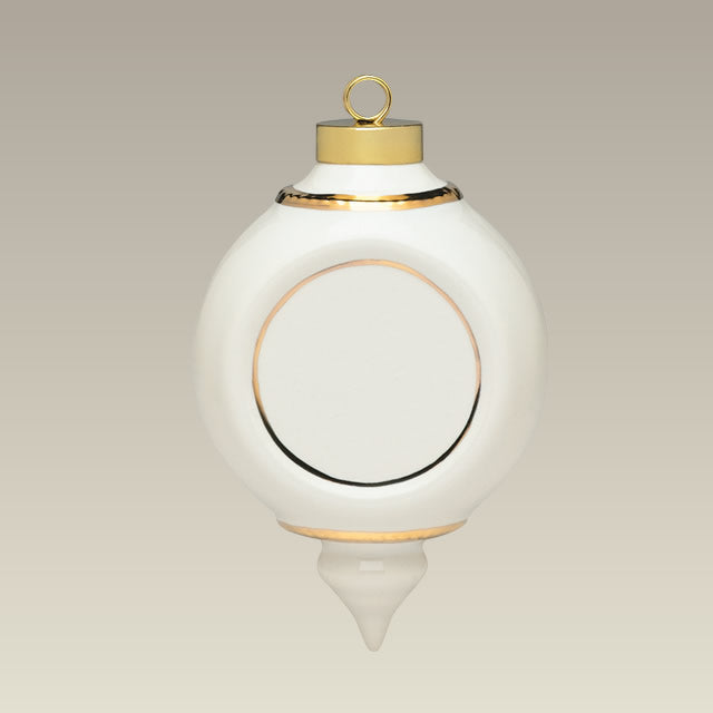 Ceramic Victorian White & Gold Ornament with 1.75" Recess, 4"