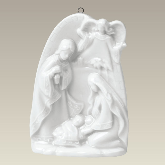Bas relief nativity ornament, 3 1/8"
