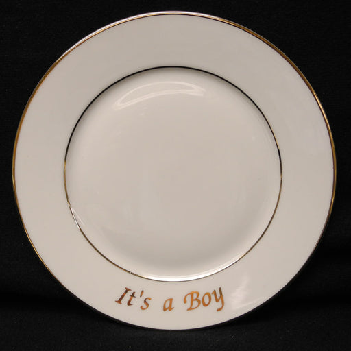 "It's a Boy" Double Gold Banded Rim Plate, 6.375"
