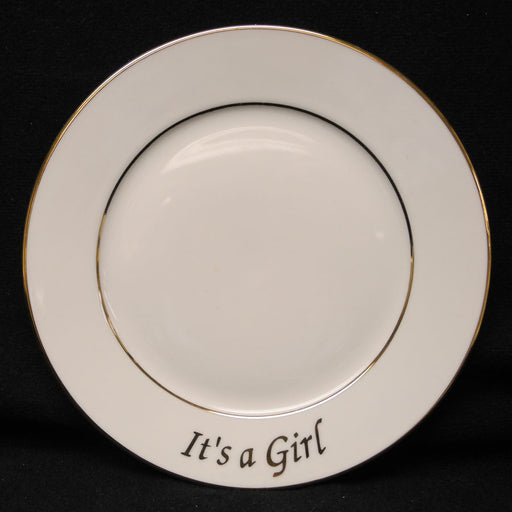 "It's a Girl" Double Gold Banded Rim Plate, 6.375"