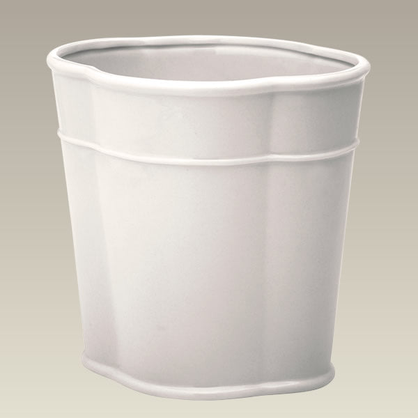 10" Warm White Oval Wastebasket