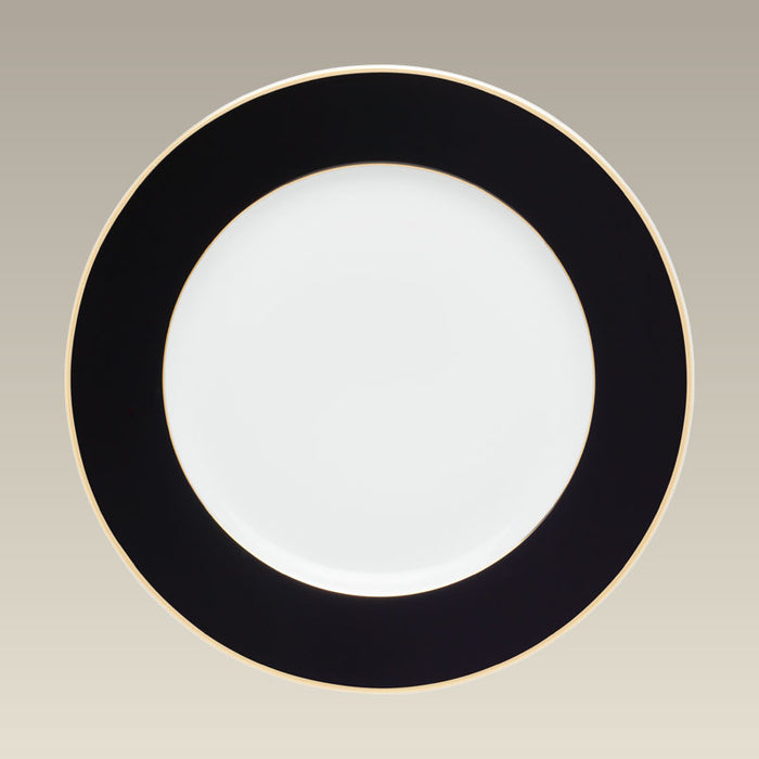 12.5" Black Charger with 2 Gold Bands SELECTED SECONDS