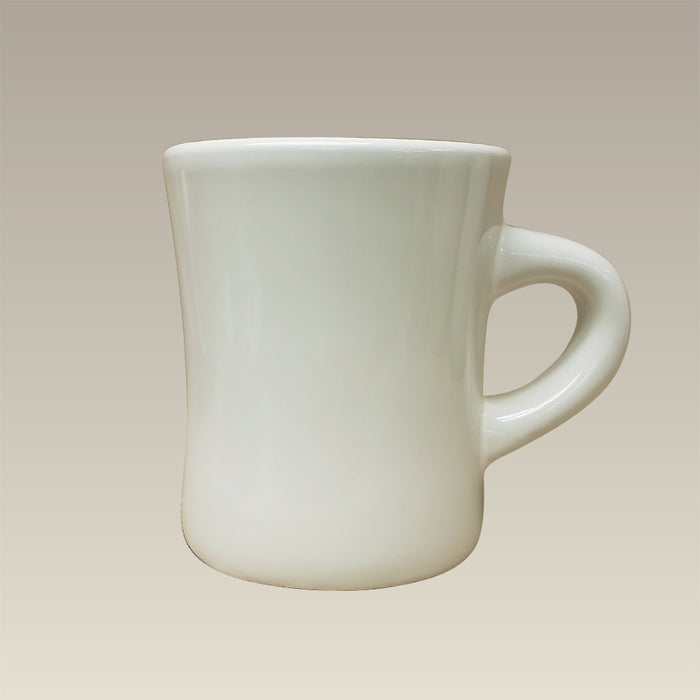 Cream Colored Stoneware Diner Shape Mug, 10 oz.