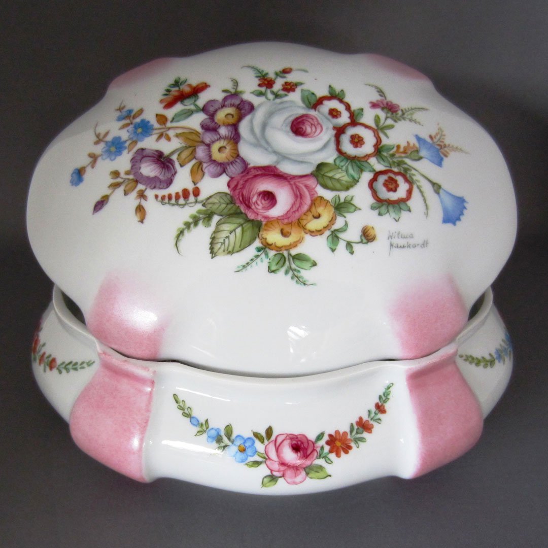 Dresden Design on Oval Box — Maryland China