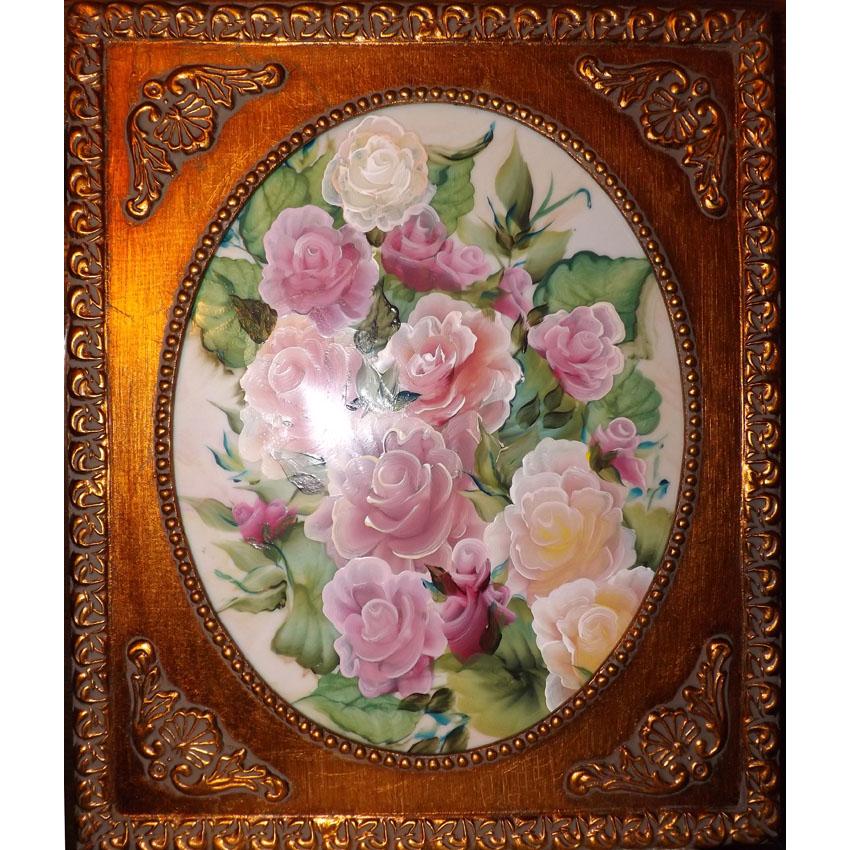 Roses on Framed Tile