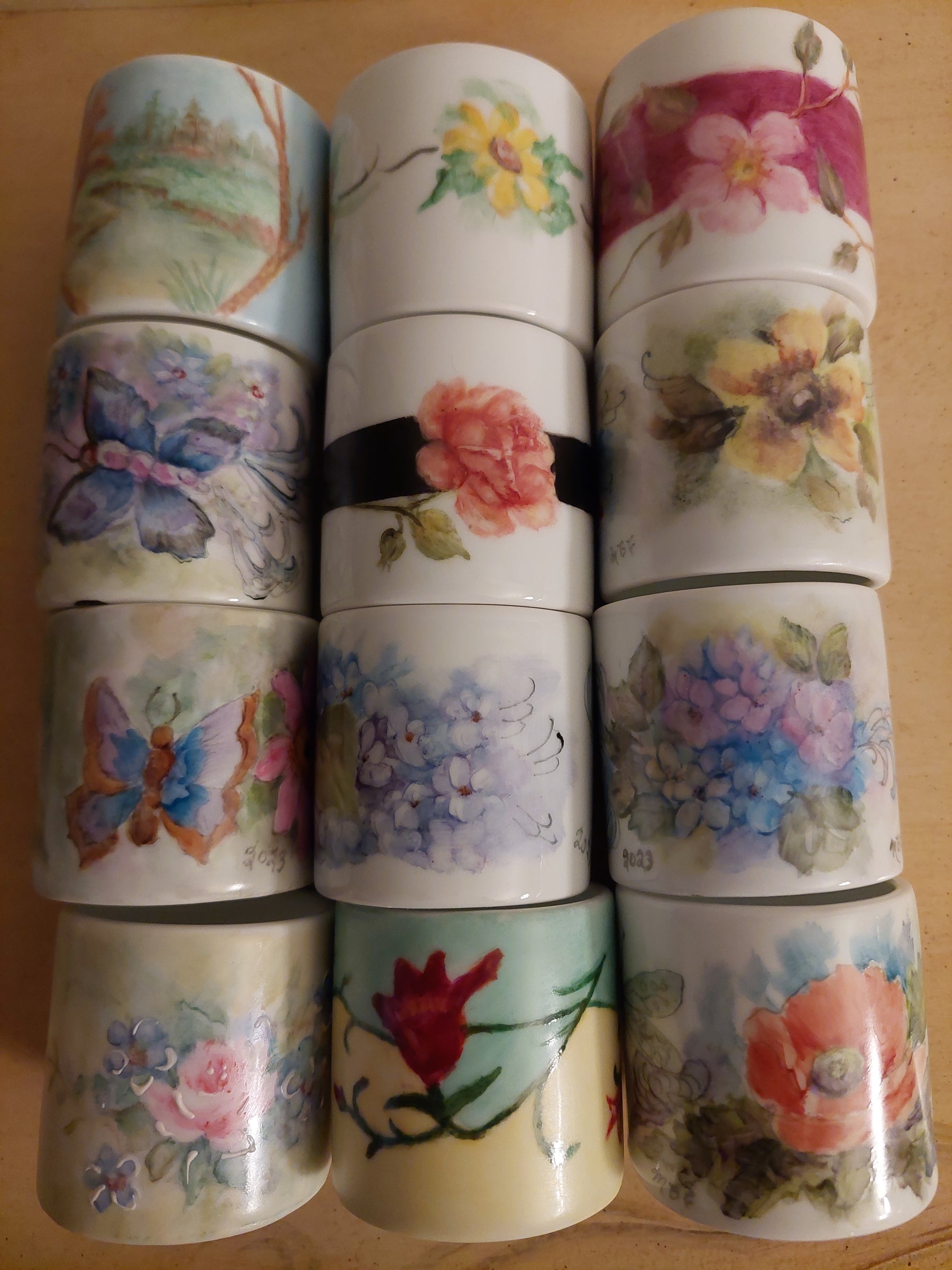 hand painted napkin rings