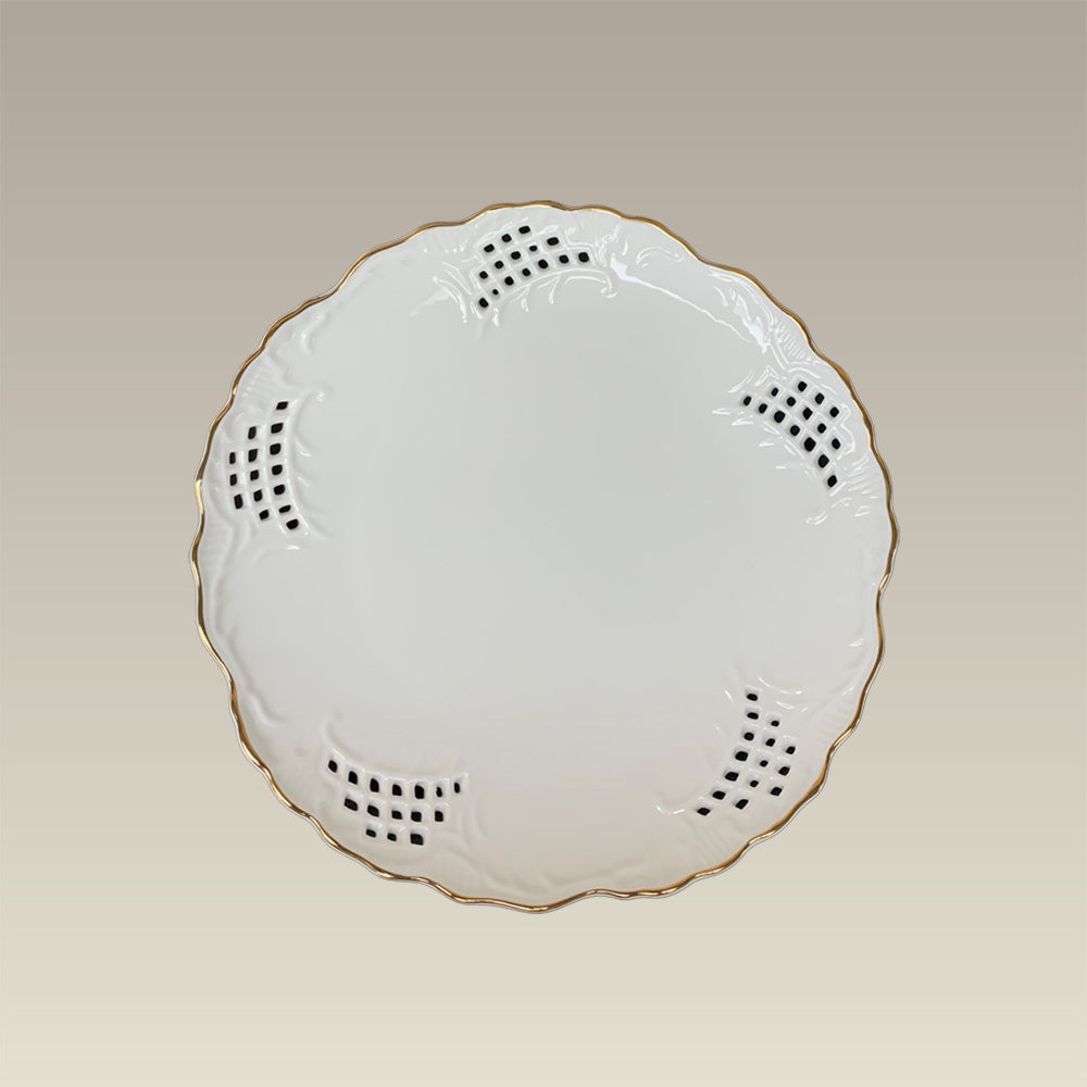 8.25" Openwork Plate Gold Banded