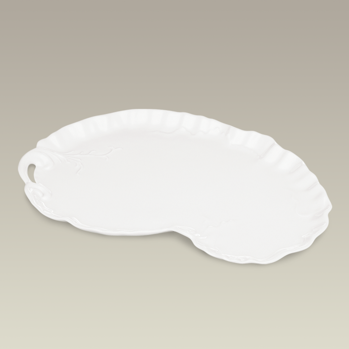 Antique Shaped Tray with Fluted Edge, 12.25"