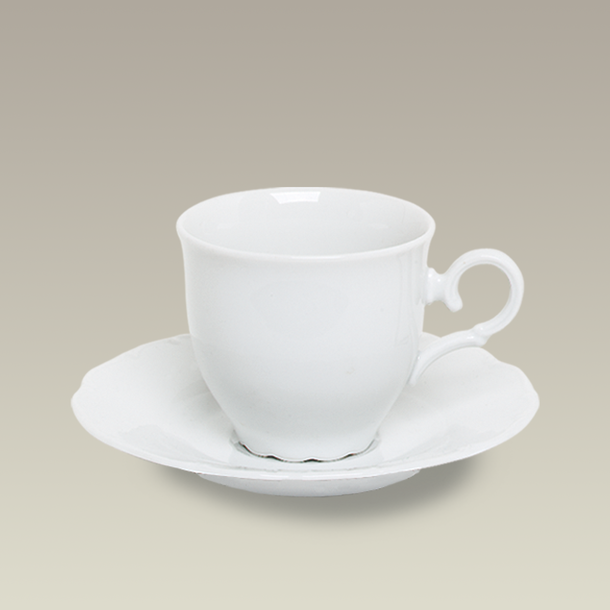 8 oz. Simona Cup and Saucer, 3.25" tall