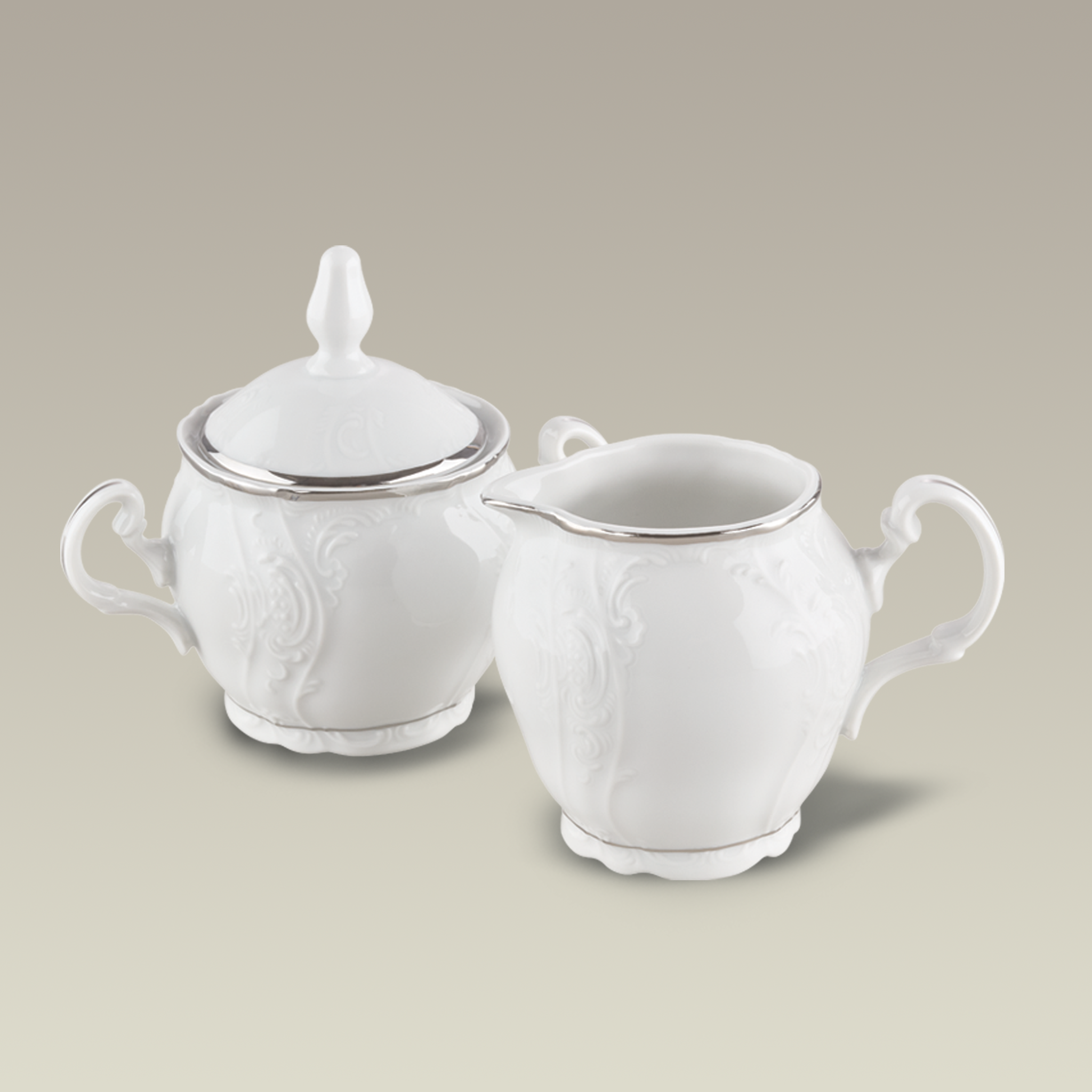 Double Platinum Banded Bernadotte Sugar and Creamer