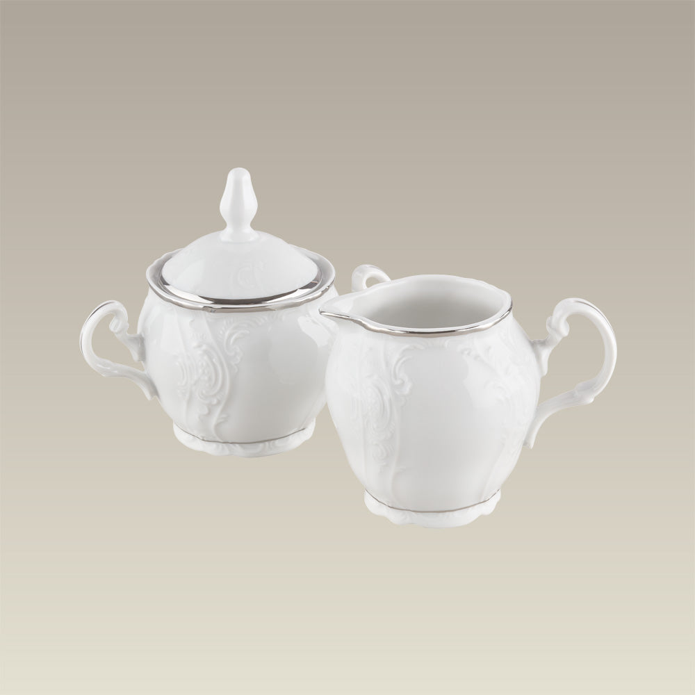 Double Platinum Banded Bernadotte Sugar and Creamer