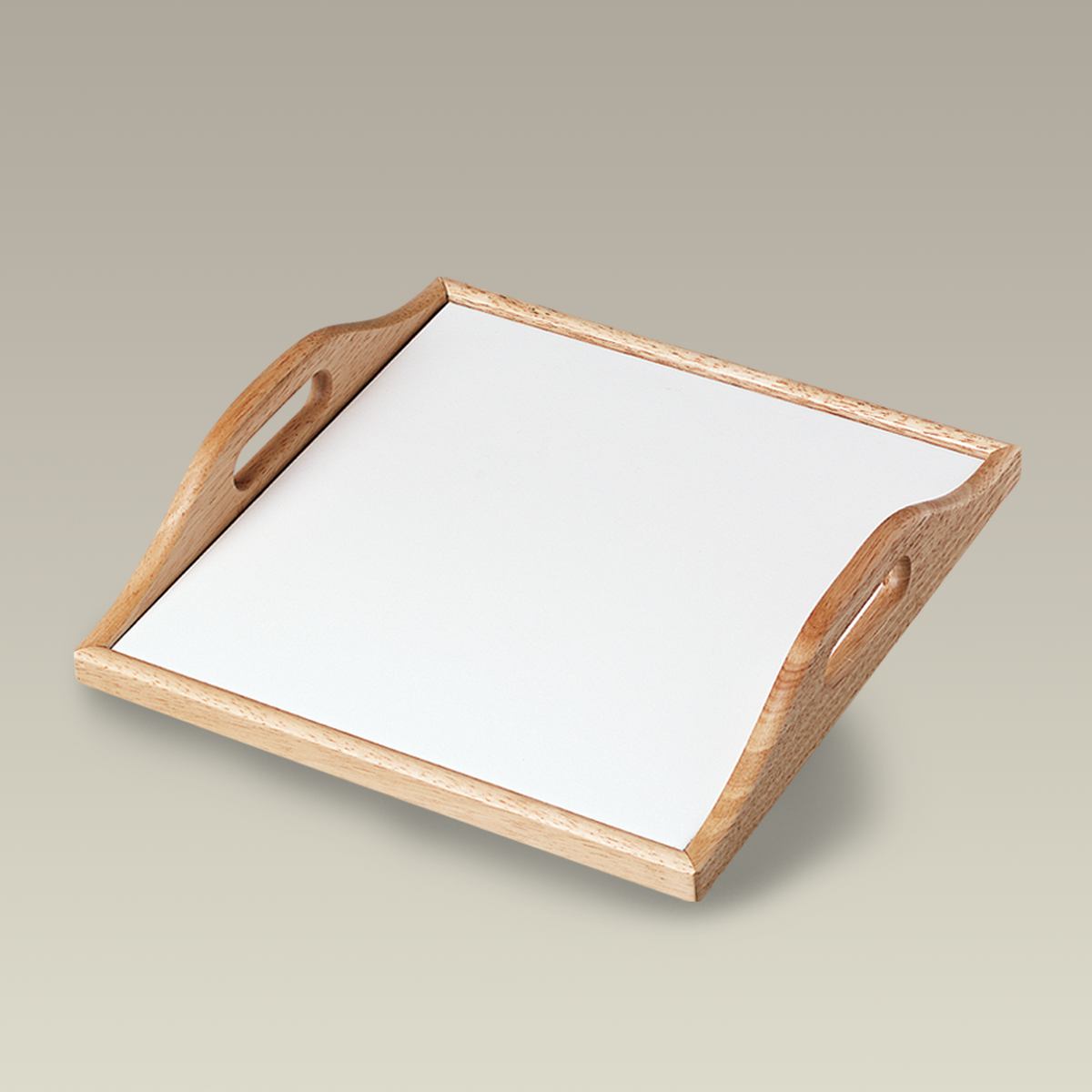 12.75" Square Wood Tray with Ceramic Tile