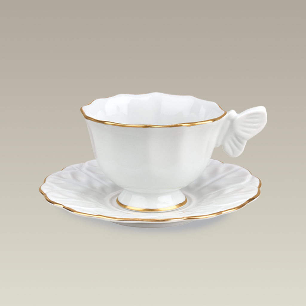 4 oz. Gold Banded Butterfly Cup & Saucer