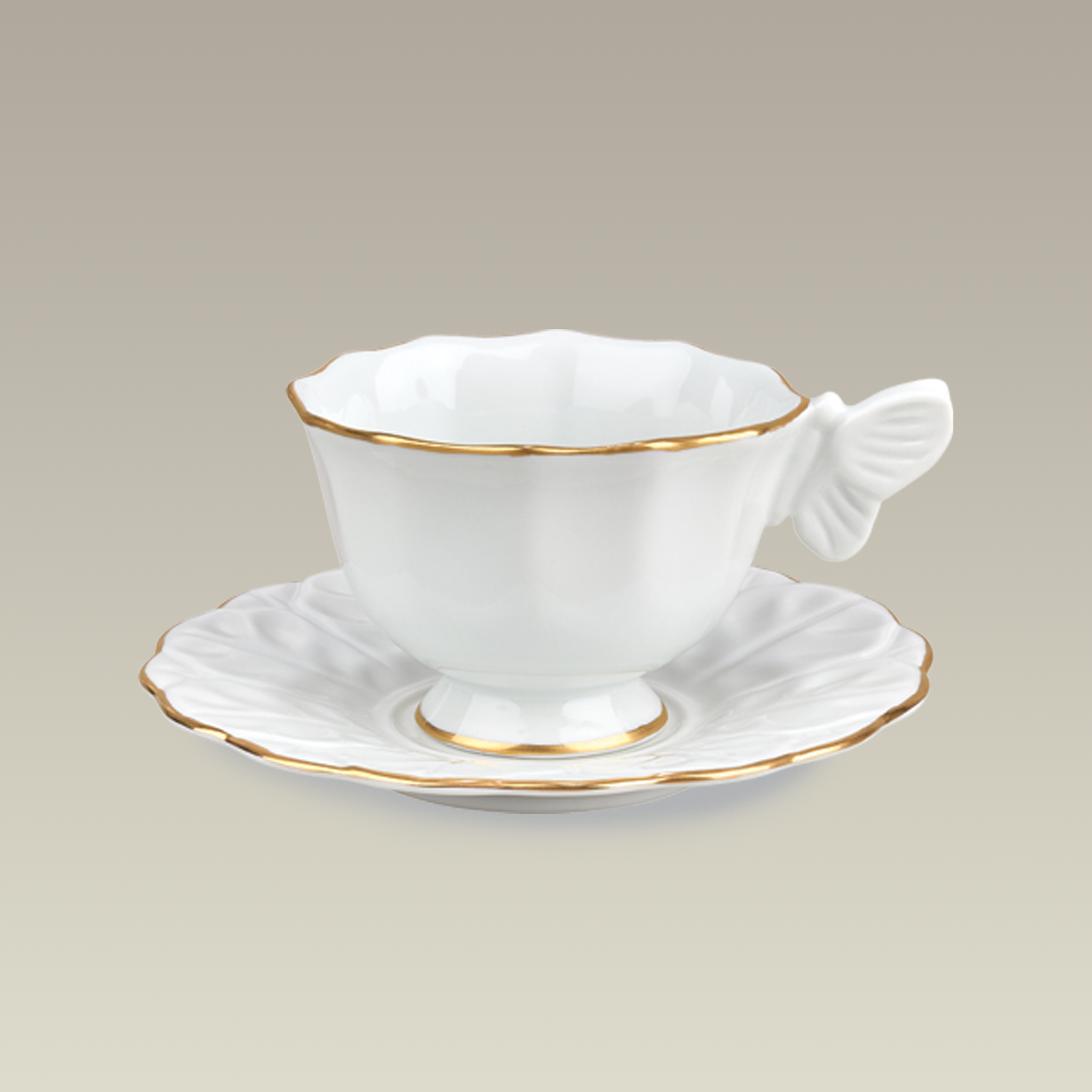 4 oz. Gold Banded Butterfly Cup & Saucer