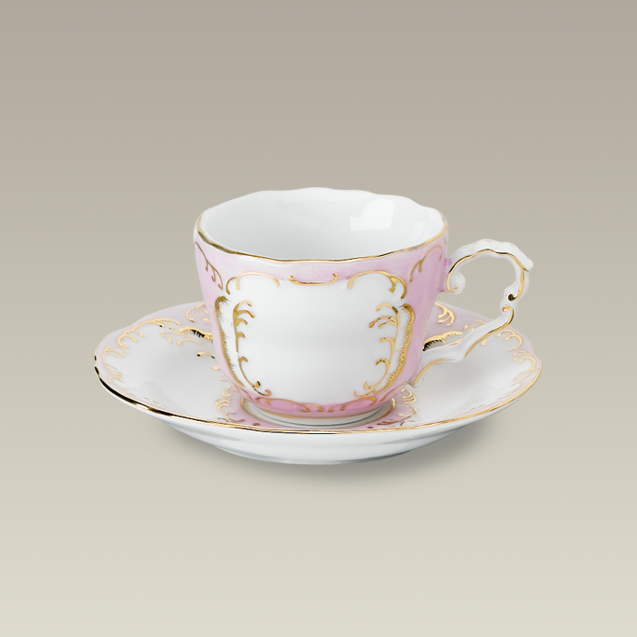 5 oz. Pink and Gold Cup and Saucer