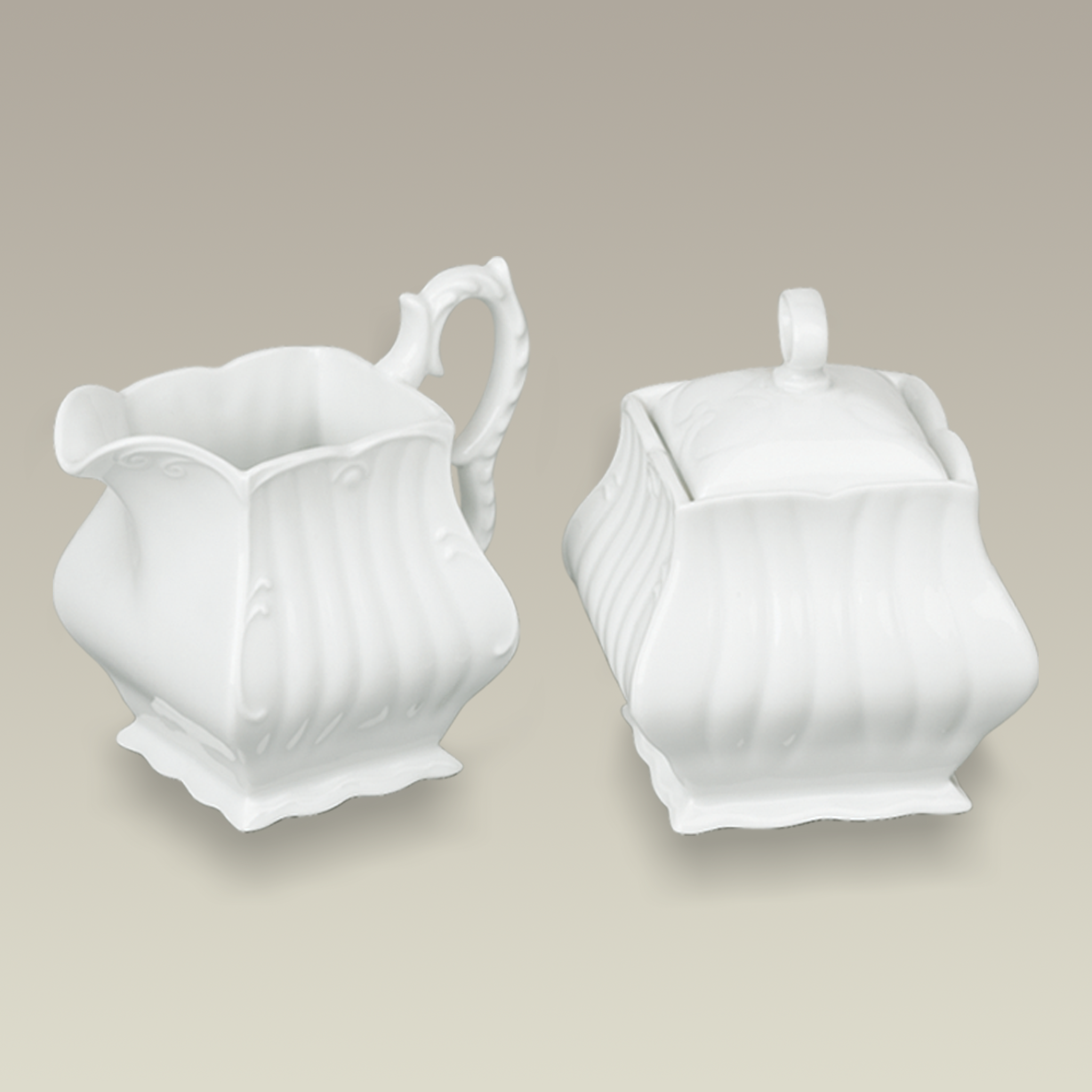 Square Creamer and Sugar Set, 4"