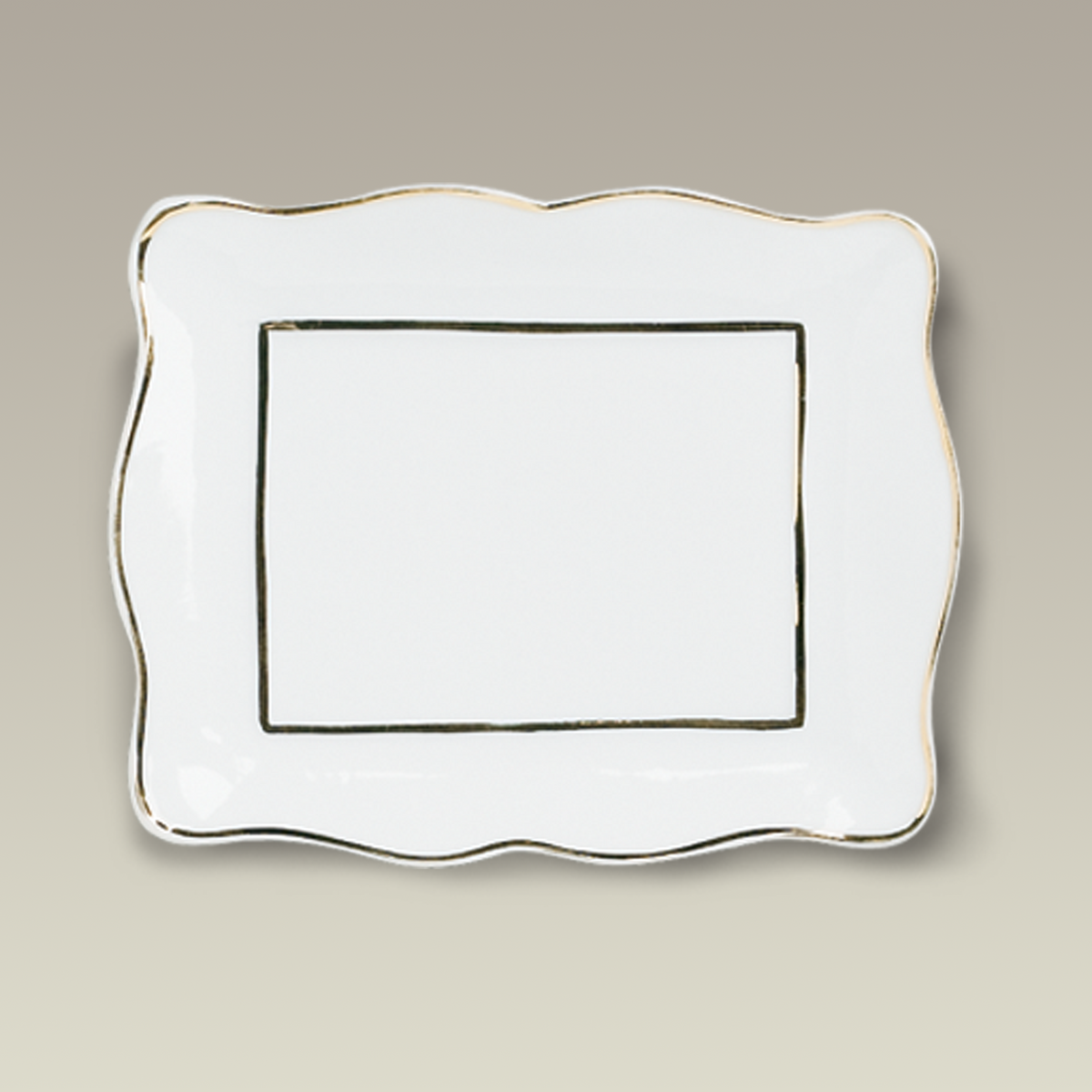 Gold Banded Rectangle Plaque, 5.38"