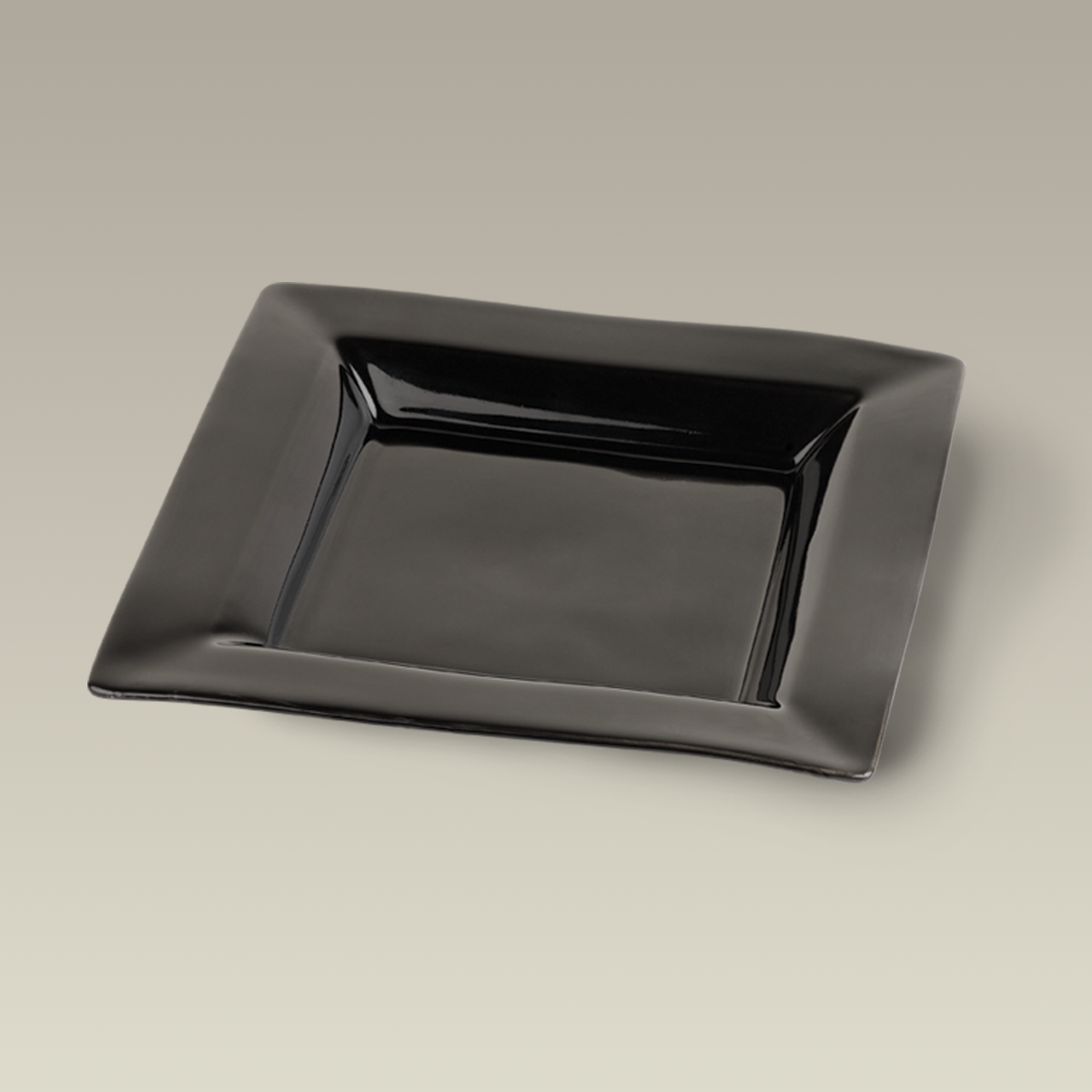BLACK GLAZE Square Tray, 8.625", SELECTED SECONDS