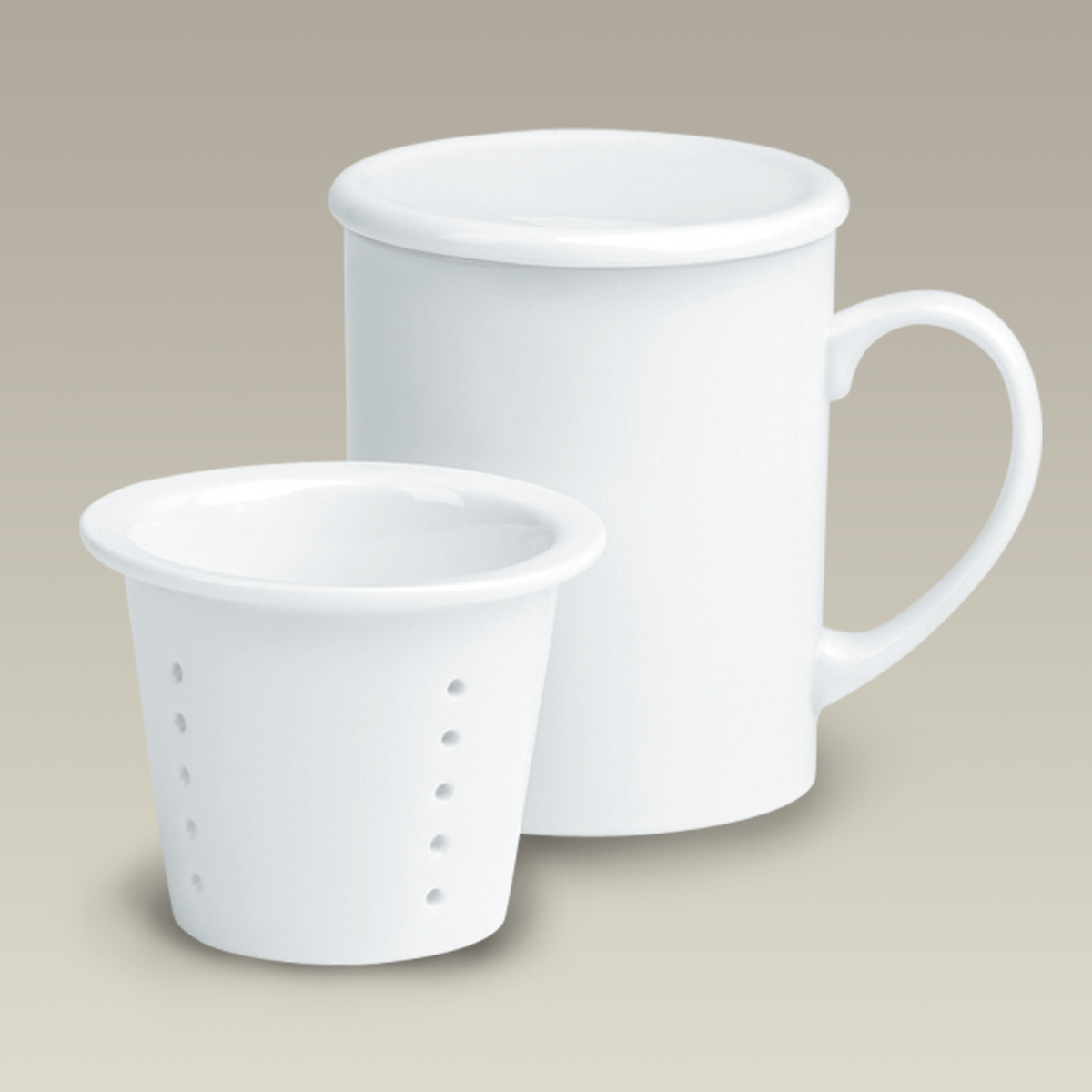 Mug with Tea Infuser and Lid, 8 oz.