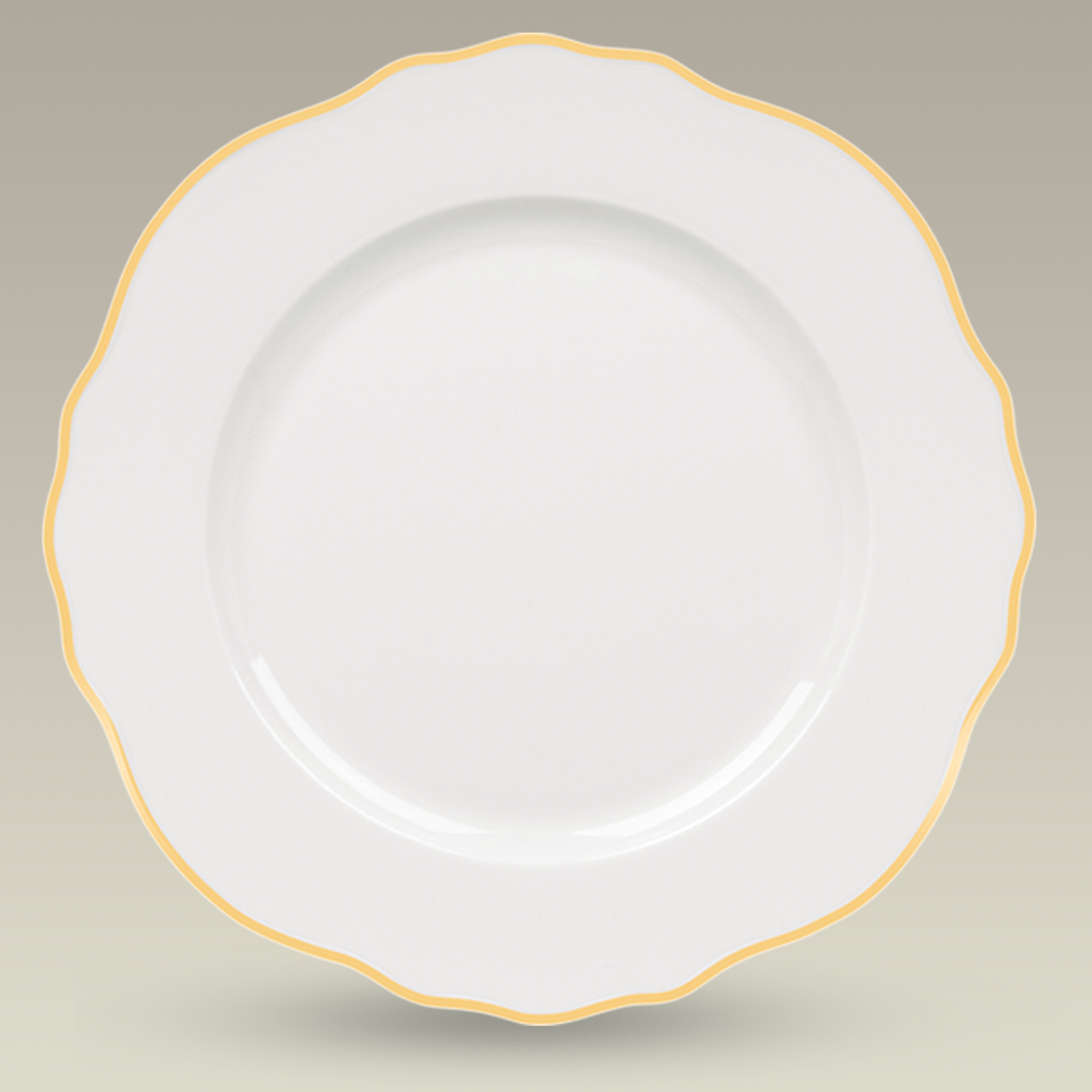 11" Scalloped Rim plate with Gold Trim