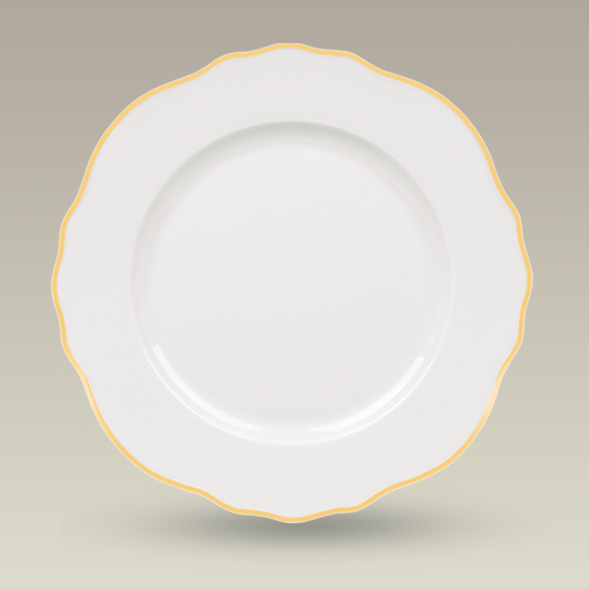 8.5" Scalloped Rim plate with Gold Trim, SELECTED SECONDS