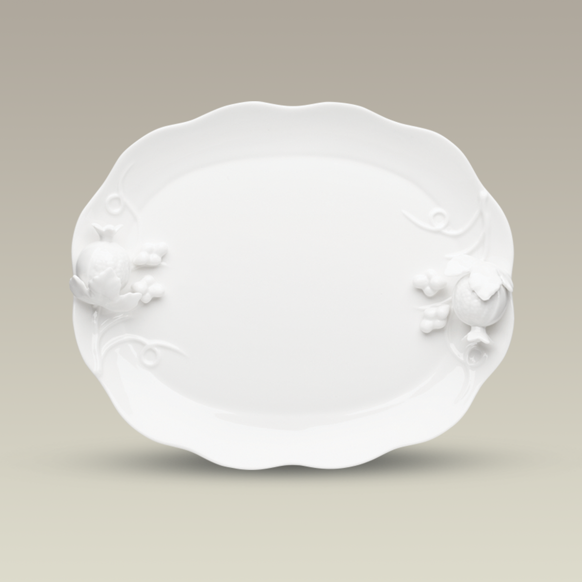 Warm White Platter with fruit, 14"