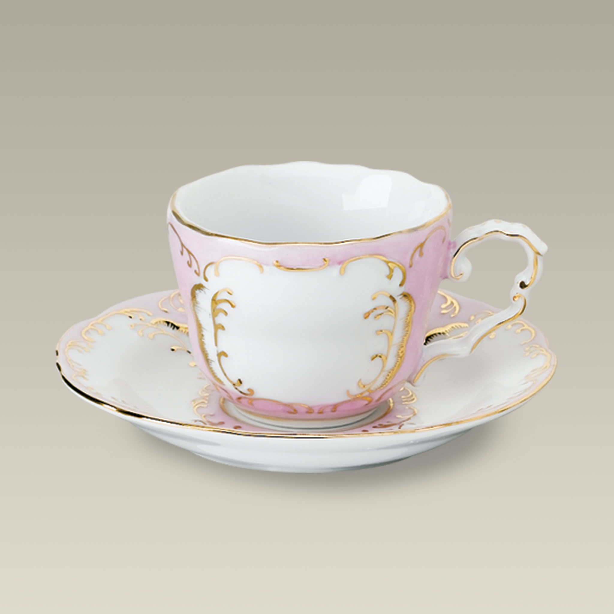 8 oz. Pink and Gold Cup and Saucer