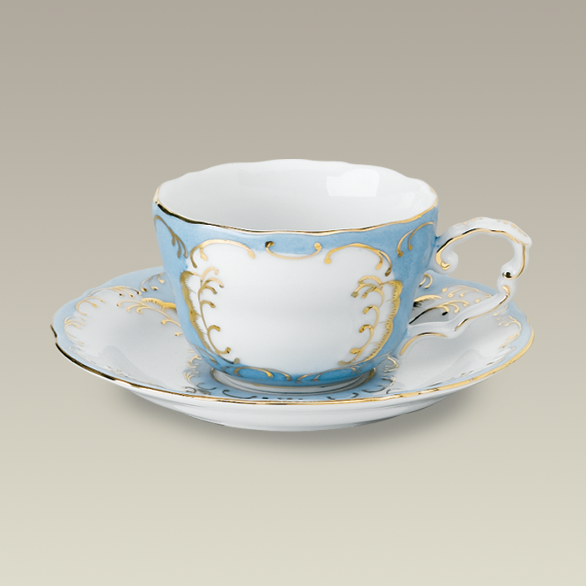 8 oz. Blue and Gold Cup and Saucer