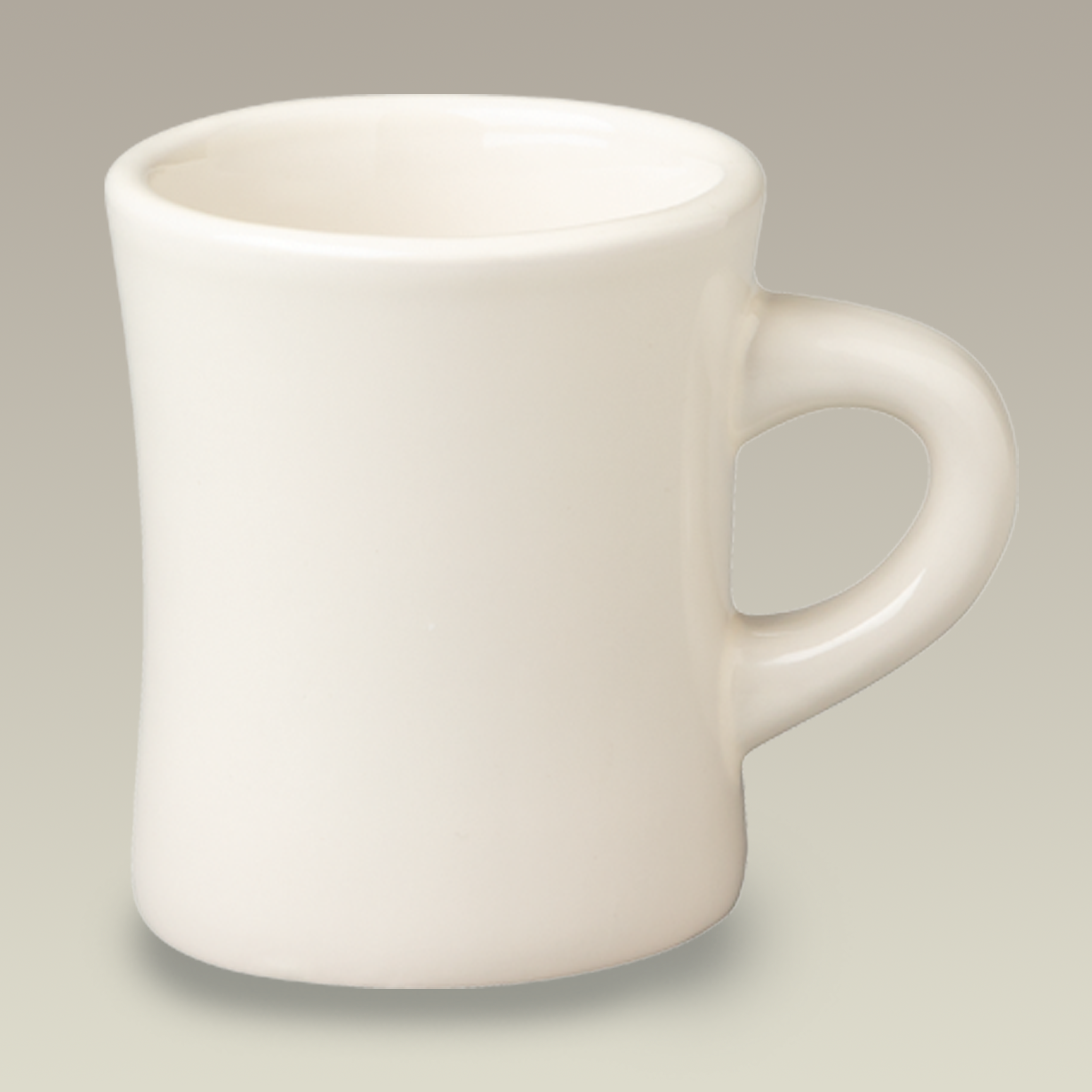 Cream Colored Stoneware Diner Shape Mug, 10 oz., SELECTED SECONDS