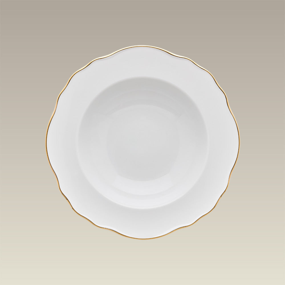 9" Scalloped Rim plate with Gold Trim