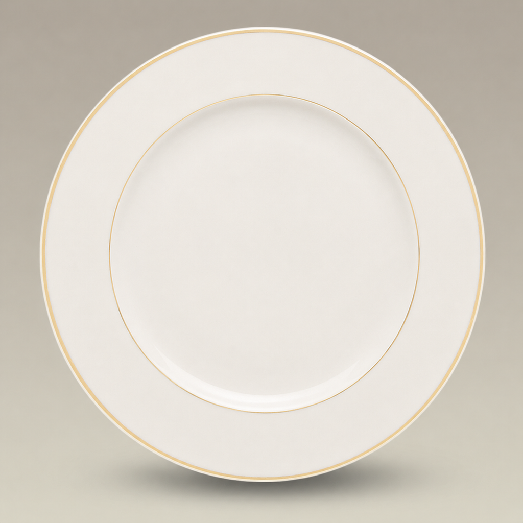 12.5" Double Gold Banded Warm White Rim Charger Plate