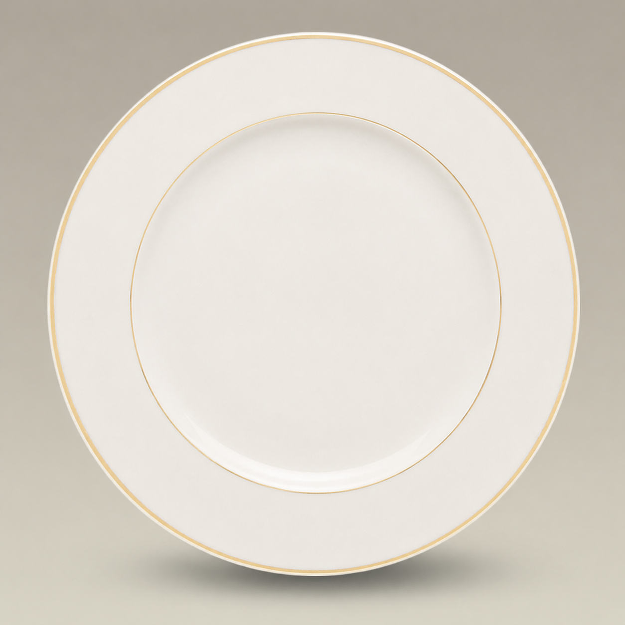 12.5" Double Gold Banded Warm White Rim Charger Plate