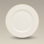 10.5" Double Gold Banded Warm White Rim Dinner Plate