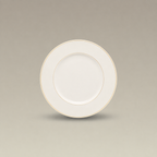6.5" Double Gold Banded Warm White Rim B&B Plate