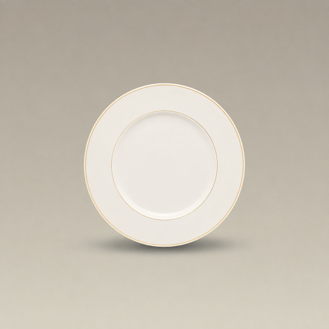 6.5" Double Gold Banded Warm White Rim B&B Plate