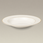 Double Gold Banded Warm White Rim Bowl, 8.75"