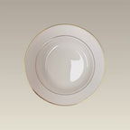 Double Gold Banded Warm White Rim Bowl, 8.75"