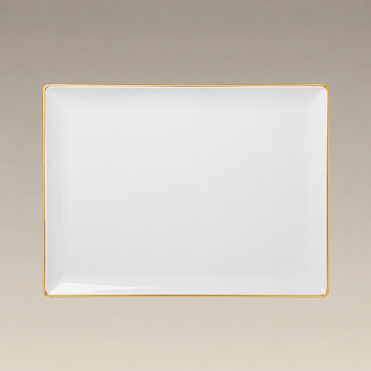 Rectangular Tray w/ Gold Band, 12" x 9.375"