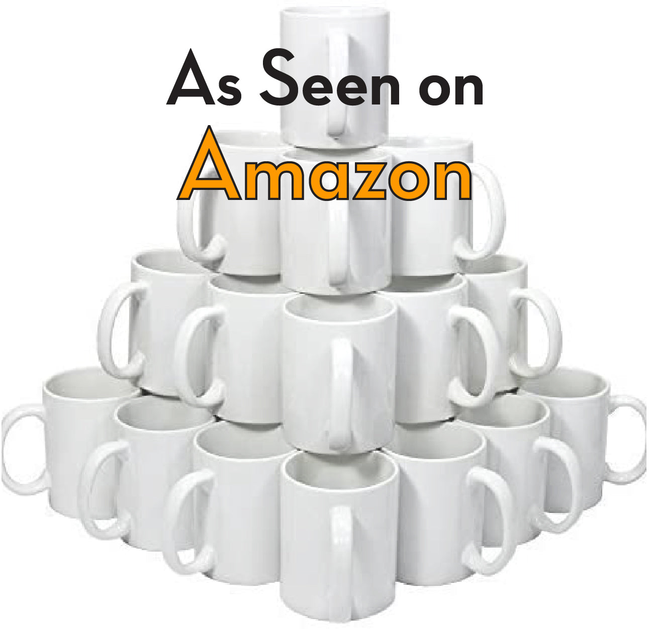 Image of stack of 911 sublimation mugs with As seen on amazon written on top