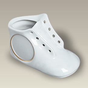 4.75" Baby Shoe with Gold Banded Recessed Area, SELECTED SECONDS