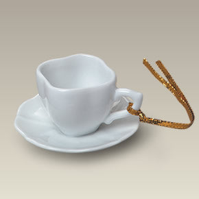 2.75" Limoges Style Cup and Saucer Ornament